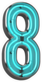 Blue Neon Number 8 Sticker