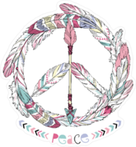 Boho Feather and Arrow Hippie Peace Sign Sticker