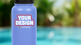 Custom Clear Sticker on Water Bottle
