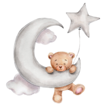 Cute Bear & Moon Sticker