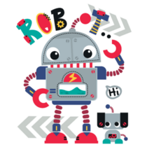 Cute Cartoon Robot Waving Sticker