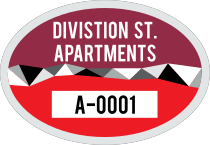 Divided Oval Apartment Parking Permit Sticker