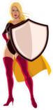 Female Superhero Holding Big Shield Sticker