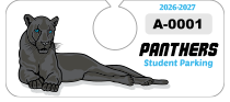 Large Mascot School Horizontal Hang Tag Parking Permit