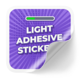Sticker with light adhesive, easy to remove after up to one year