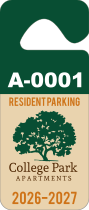 Long 2-Color Apartment Hang Tag Parking Permit