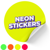 Bright neon-colored sticker that stands out