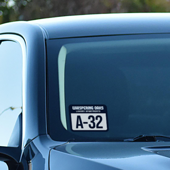 Luxury Apartments Parking Permit Sticker on Windshield