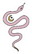 Pink Cute Snake Moon Bohemian Illustration Sticker