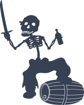 Pirate Skeleton Walking On Beer Barrel Sticker