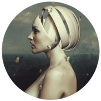 Portrait Of A Beautiful Girl Robot Sticker