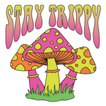 Psychedelic Hippie Stay Trippy Cool Mushrooms Sticker