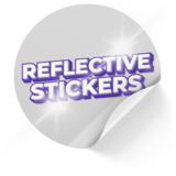Reflective sticker for high visibility in low light