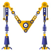 Robot, Arms Letter M Sticker