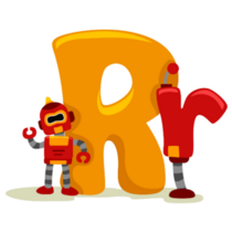 Robot Letter R Sticker