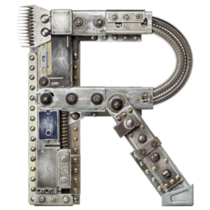 Robot Metal Letter R Sticker