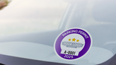 Round Parking Permit with Your Logo on inside of windshield