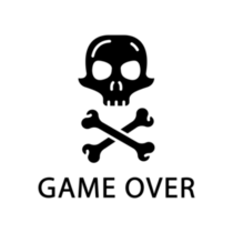 Skull and Crossbones Game Over Transfer Sticker