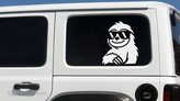 A white transfer decal on the side of a jeep