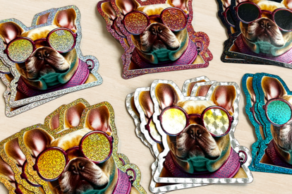 An assortment of different specialty materials stickers