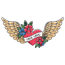 Tattoo Flying Heart With Wings True Love Sticker