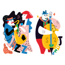 Two Abstract Jazz Musicians Illustration Sticker